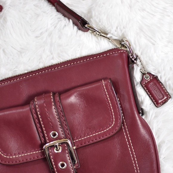 Vintage Coach Red Leather Crossbody Purse Bag - Picture 2 of 9